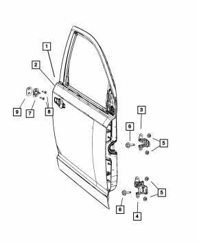 Door assembly front right Dodge Journey 11-