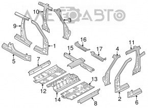 Body pillar central right Hyundai Veloster 12-17 under hatch
