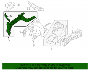 Side member front left Nissan Rogue 14-20