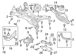 Rear right longitudinal control arm Mazda CX-9 16-23