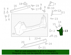 Rear bumper liner left Toyota Prius 50 19-22