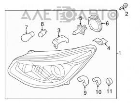 Headlight front left naked Kia Soul 14-19 halogen