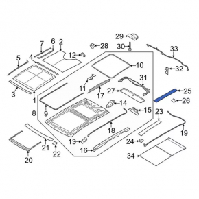Roof trim rear right Ford Edge 19 - for panorama, scratch