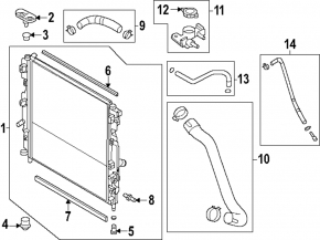 Lower left radiator support for Mazda CX-90 24-26 tires