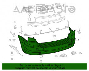 Bare rear bumper for Dodge Journey 11-13 SXT