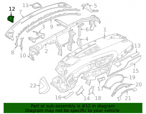 Audi A6 C7 12-18 black upper dashboard trim panel for right speakers