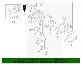 Blind spot indicator for left side mirror Audi Q7 17-26