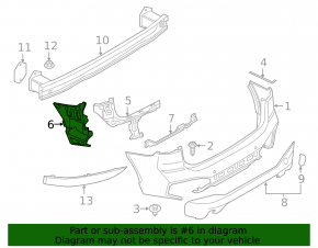 Rear bumper mount on the left fender of the BMW X1 F48 16-22 M-Sport