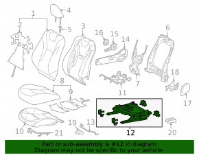 Toyota Prius 50 16-22 passenger seat runner with sensors, without frame