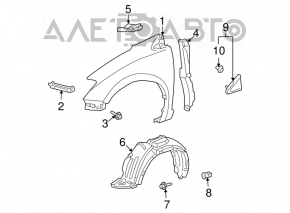 Triangle strut cap, front left, Toyota Sienna 2010
