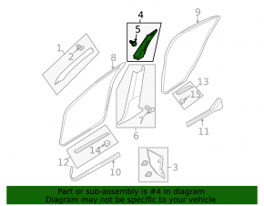 Center pillar trim upper belt right Infiniti G25 G35 G37 4d 06-14