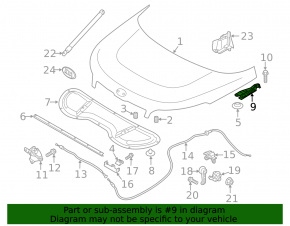 Hood hinge right Kia Soul 14-19