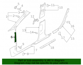 Front pillar trim, middle right, Audi A4 B9 17-25, gray