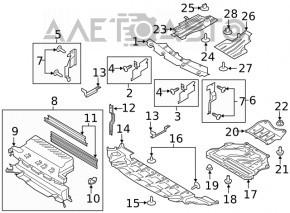 Radiator deflector blinds assembly Ford Escape MK3 17-19 rest 1.5T 2.0T 2.5 with motor, broken