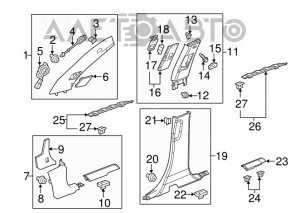 Center pillar trim lower right GMC Terrain 10-17