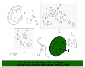 Brake disc rear left Lexus ES350 07-12