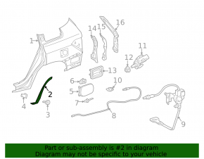Rear left wing seal Toyota Highlander 08-13