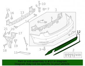 Rear bumper lip for Audi A3 8V 17-20, structure with chrome molding for 2 single pipes