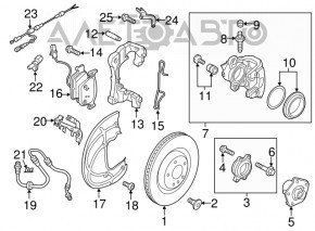 Front left caliper assembly for Audi A5 F5 17-25, 1 piston