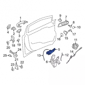 Front left door handle mechanism Ford Fiesta 11-19
