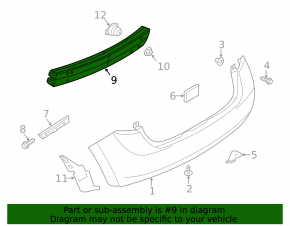 Nissan Versa Note 13-19 Rear Bumper Reinforcement Rusty