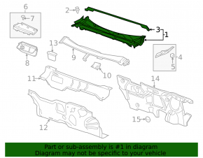 Windscreen wiper grille plastic Chevrolet Malibu 13-15