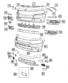 Bare front bumper Dodge Charger 15-20 rest