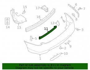 Nissan Rogue 14-15 rear bumper absorber type 1, dented, broken guide