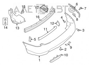 Nissan Rogue 14-15 rear bumper absorber type 1, dented, broken guide