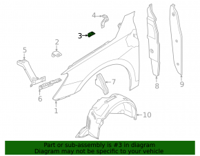 Front right wing bracket central Audi A3 22-26 small