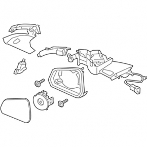 Left side mirror assembly for Ford Mustang mk6 15-23, 7 pins, folding, turn signal, heated, red