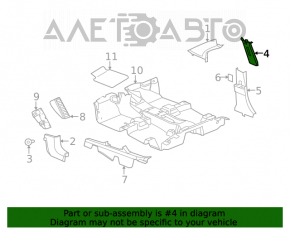 Right upper center pillar trim, Jeep Patriot 11-17, gray