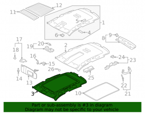 Headlining VW Tiguan 09-17 without sunroof, beige