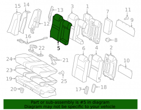Left rear seat backrest for Toyota Camry v55 15-17 usa SE, combined gray, gray stitching, needs cleaning, dented