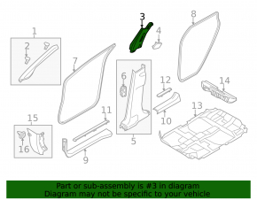 Center pillar trim upper belt left Nissan Murano z51 09-14