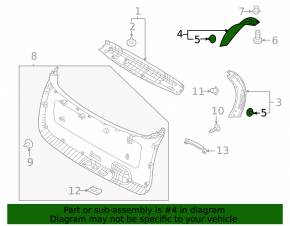 Left tailgate trim for Kia Sorento 21-24 HEV, PHEV, black, broken fastener