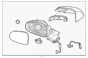 Right side mirror assembly for Hyundai Santa FE 21-23 BSM, heated, turn signal, backlight, camera, auto-folding