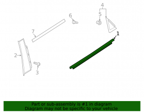 Door-glass molding, central rear left, Audi A3 8V 16-18 5d, gloss black