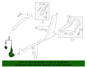 Lower left front pillar trim for Subaru Forester 25-26