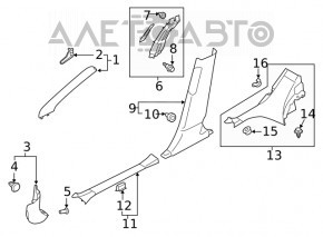 Lower left front pillar trim for Subaru Forester 25-26