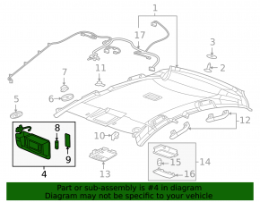 Right visor Chevrolet Cruze 11-16 gray