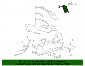 Mercedes X247 GLB 20-26 black rear pillar trim panel in front of the window, left