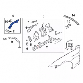 TV bar eyelash right Ford Mustang mk6 15-