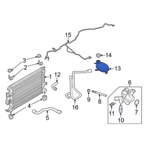 Expansion tank cooling Ford Escape MK3 17-19 rest 2.5, 2.0T, 1.5T without cap