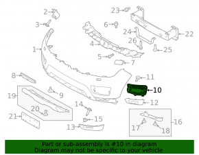 Front bumper grille, right side, Land Rover Range Rover Sport 2013-2017 pre-restyling, gloss black