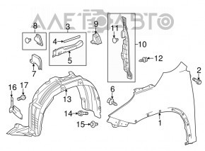 Mudguard liner front left Toyota Highlander 14-19