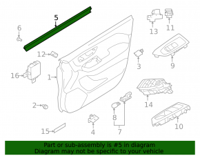 Inner door glass seal, front right, Subaru Forester 25-26
