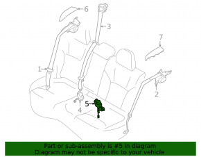 Subaru Forester 25-26 passenger seat belt latch, black, with wire