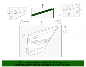 Glass seal inner rear left Toyota Camry v50 12-14 usa