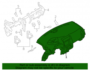 Nissan Leaf 11-13 gray dashboard without airbag